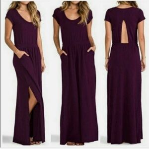 Free People Beach purple maxi dress Andrina's Dress Eggplant cutout